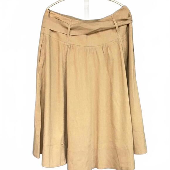 Theory Camel Pleated A-Line Skirt with Tie Waist Size 10 - Picture 6 of 9